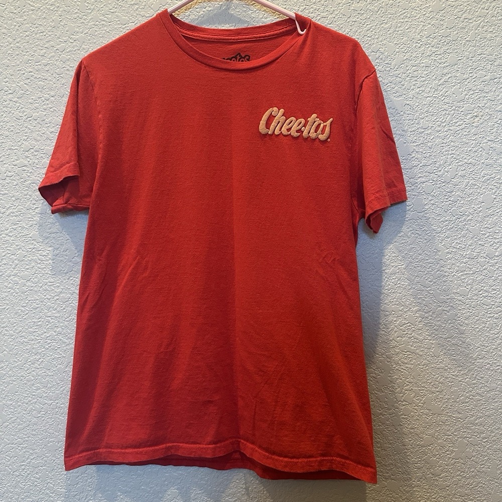 Cheetos Red T Shirt‎ Men's Medium Puff Front Lettering Cheetah Chester